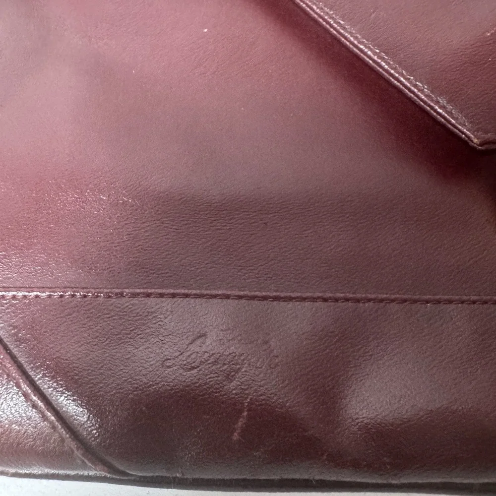 Lou Taylor Purse‎ Red Handbag Messenger Leather VTG Pop Up Hinged Mirror Italy
